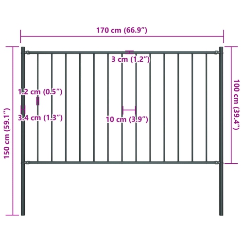 vidaXL Fence Panel with Posts Powder-coated Steel 1.81x1 m Anthracite
