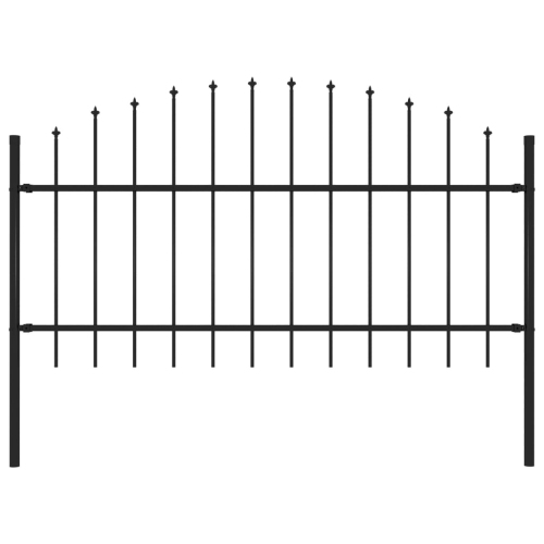 VIDAXL  Garden Fence With Spear Top Steel 5.6' In Black