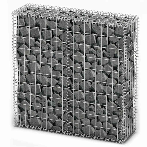 vidaXL Gabion Basket with Lids, Gabion Wall for Garden, Lawn, Galvanized Steel 39.4x39.4x11.8 Inches