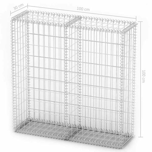 vidaXL Gabion Basket with Lids, Gabion Wall for Garden, Lawn, Galvanized Steel 39.4x39.4x11.8 Inches