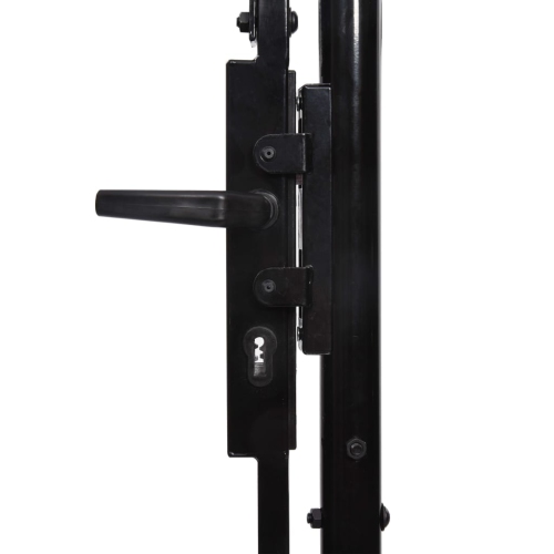 vidaXL Fence Gate Single Door with Arched Top Steel 39.4"x39.4" Black