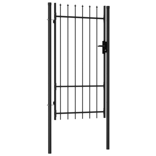 vidaXL Fence Gate Single Door with Spike Top Steel 3.3'x5.7' Black