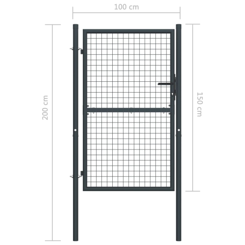 VisdaXL Mesh Garden Gate en acier galvanisé 39,4 x x78,7 po, gris