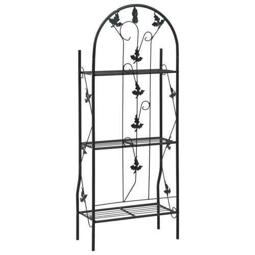 vidaXL 3-Layer Plant Rack Black 52x28x128 cm Iron
