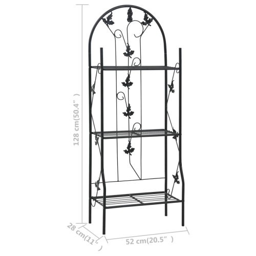 vidaXL 3-Layer Plant Rack Black 52x28x128 cm Iron
