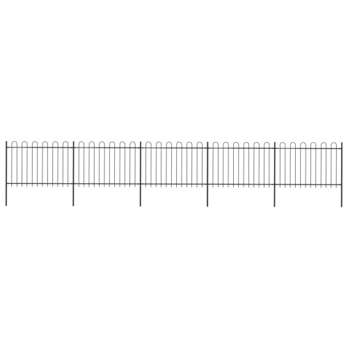 Clôture de jardin vidaXL avec dessus en acier à anneaux 8,5 x 1,2&nbsp;m noir