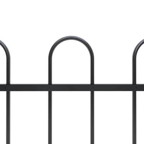 vidaXL Garden Fence with Hoop Top Steel 1781.5x100 cm Black