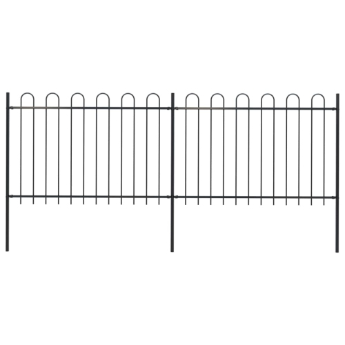 VIDAXL  Garden Fence With Hoop Top Steel 359X120 Cm In Black