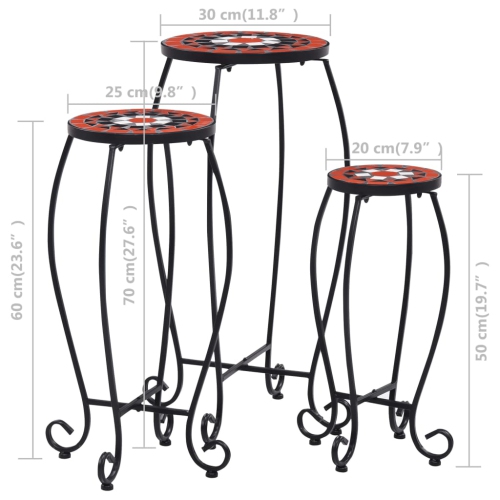 vidaXL Mosaic Tables 3 pcs Terracotta and White Ceramic