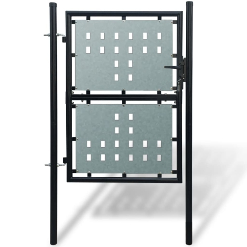 vidaXL Black Single Door Fence Gate 100x125 cm