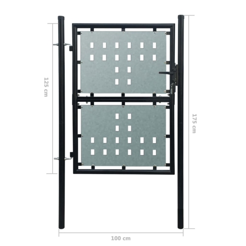 vidaXL Black Single Door Fence Gate 100x125 cm