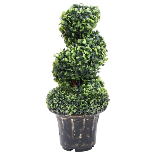 VIDAXL  Artificial Boxwood Spiral Plant With Pot Green 59 Cm