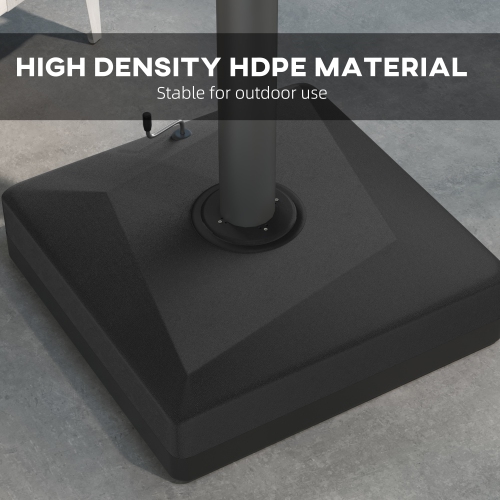 Outsunny Plastic Square Fillable Cantilever Patio Umbrella Base with Liftable Wheel, Offset Umbrella Weights with Adjustable Pads, Cross Base, 330lbs