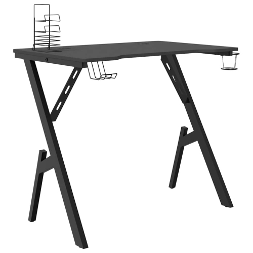 vidaXL 35 Inch Gaming Desk with Y-Shaped Legs, Ergonomic Computer Desk, Sturdy PC Desk for Gamers