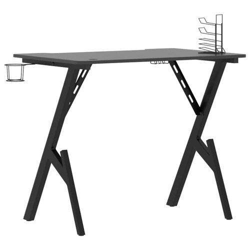 vidaXL 35 Inch Gaming Desk with Y-Shaped Legs, Ergonomic Computer Desk, Sturdy PC Desk for Gamers