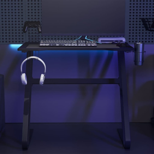 vidaXL 35 Inch Gaming Desk with ZZ-Shaped Legs, Ergonomic Computer Desk, Sturdy PC Desk for Gamers