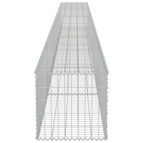 vidaXL Gabion Basket with Lids, Galvanized Steel Gabion Wall, Gabion Cage, 236,2"x19,7"x19,7"