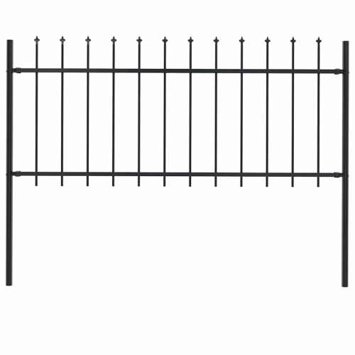 VIDAXL  Garden Fence With Spear Top Steel 181X80 Cm In Black