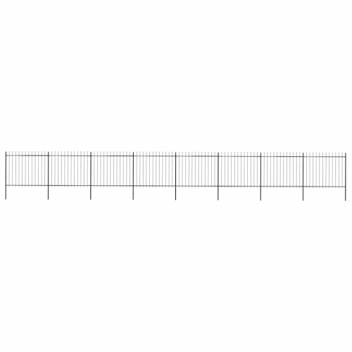 VIDAXL  Garden Fence With Spear Top Steel 1426X150 Cm In Black