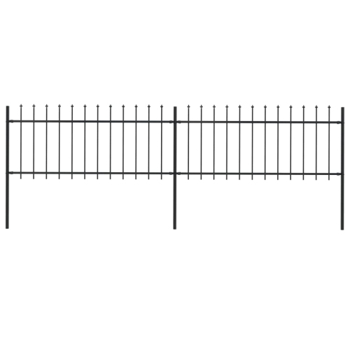 VIDAXL  Garden Fence With Spear Top Steel 359X80 Cm In Black