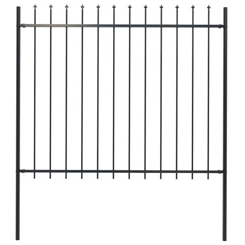 vidaXL Garden Fence with Spear Top Steel 181x150 cm Black