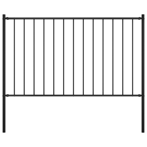 VIDAXL  Fence Panel With Posts Powder-Coated Steel 1.7X1.25 M Black