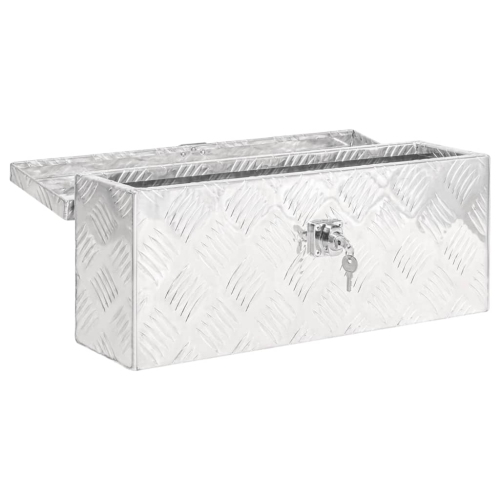 Boîte de rangement vidaXL en aluminium argenté 50 x 15 x 20,5