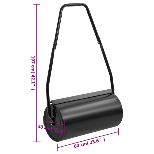 vidaXL Garden Lawn Roller with Handle Black 42 L Iron and Steel