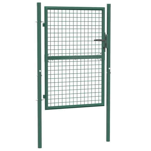vidaXL Wire Mesh Fence Gate, Steel, Easy In-Ground Installation, Lockable, 3.28ft W x 4.1ft H Green