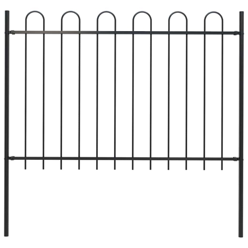 vidaXL Garden Fence with Hoop Top Steel 181x120 cm Black