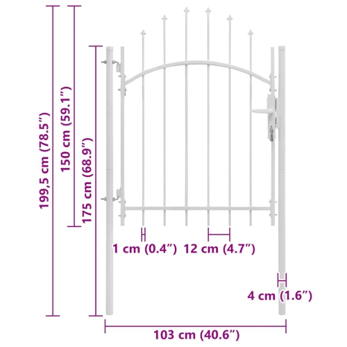 vidaXL Garden Gate Steel 1x2 m White