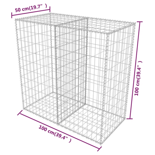 vidaXL Gabion Basket, Galvanized-Steel Gabion Wall/ Cage, High Load Capacity, 39.4''x19.7x39.4''