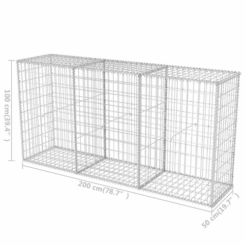 vidaXL Gabion Basket, Galvanized-Steel Gabion Wall/ Cage, High Load Capacity, 78.7''x19.7x39.4''