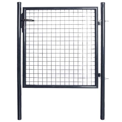 VIDAXL  Mesh Garden Gate Galvanised Steel 33.7"x39.4" In Gray