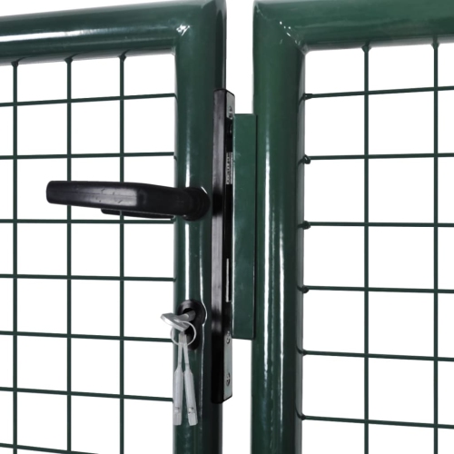 vidaXL Fence Gate Steel 300x100 cm Green