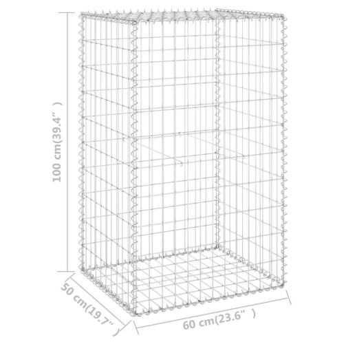 vidaXL Gabion Basket with Lids, Galvanized Steel Gabion Wall, High Load Capacity, 23.6"x19.7"x39.4"