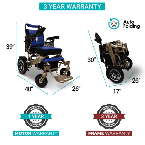 MAJESTIC IQ-7000 AF Luxury Electric Wheelchair | Auto-Folding, Remote Control, Lightweight, Airline Approved | Up to 21 KM Range, Durable | Bronze