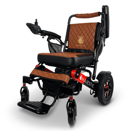 MAJESTIC IQ-7000 AF Luxury Electric Wheelchair | Auto-Folding, Remote Control, Lightweight, Airline Approved | Up to 21 KM Range, Durable | Red