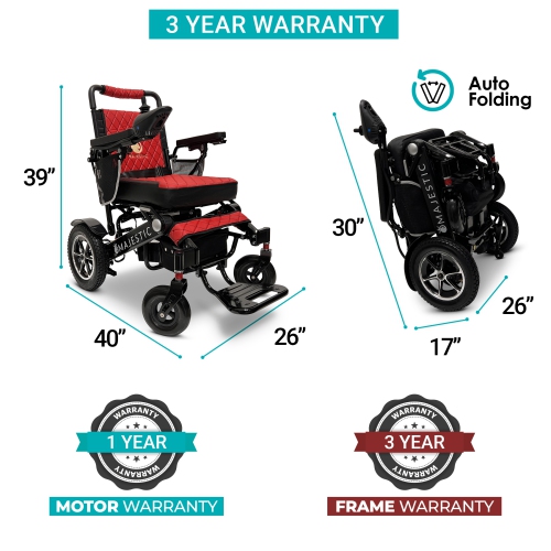 MAJESTIC IQ-7000 AF Luxury Electric Wheelchair | Auto-Folding, Remote Control, Lightweight, Airline Approved | Up to 21 KM Range, Durable | Black