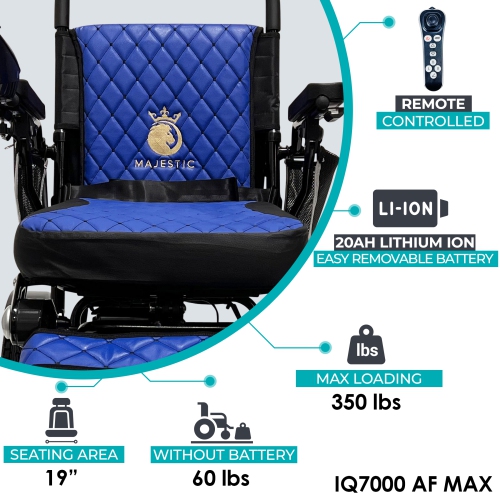 MAJESTIC IQ-7000 AF MAX Luxury Electric Wheelchair | Auto-Folding, Remote Control, Lightweight, Smart Joystick | Up to 27 KM Range, Durable | Bronze