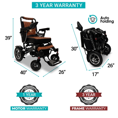 MAJESTIC IQ-7000 AF MAX Luxury Electric Wheelchair | Auto-Folding, Remote Control, Lightweight, Smart Joystick | Up to 27 KM Range, Durable | Black
