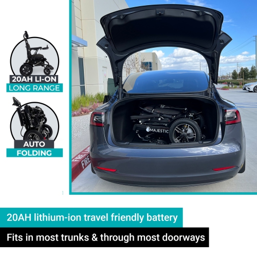 MAJESTIC IQ-7000 AF MAX Luxury Electric Wheelchair | Auto-Folding, Remote Control, Lightweight, Smart Joystick | Up to 27 KM Range, Durable | Silver