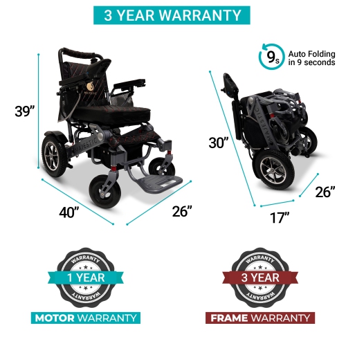 MAJESTIC IQ-7000 AF MAX Luxury Electric Wheelchair | Auto-Folding, Remote Control, Lightweight, Smart Joystick | Up to 27 KM Range, Durable | Silver