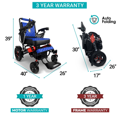 MAJESTIC – Fauteuil roulant électrique de luxe IQ-7000 AF MAX | se pliant automatiquement, télécommande, léger, manche à balai intelligent | jusqu’à