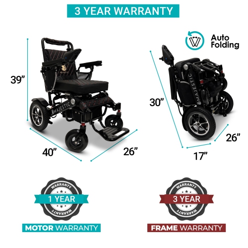 MAJESTIC IQ-7000 AF MAX Luxury Electric Wheelchair | Auto-Folding, Remote Control, Lightweight, Smart Joystick | Up to 27 KM Range, Durable | Black