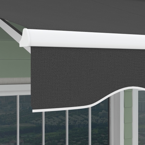 Outsunny 12' x 10' Electric Awning, Retractable Awning Sun Shade Shelter with Remote Controller, Manual Crank Handle and Aluminum Frame, for Deck,