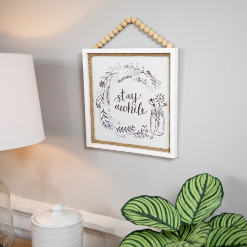 Affiche murale avec cadre « Stay atandis », motif floral – 11,75 po