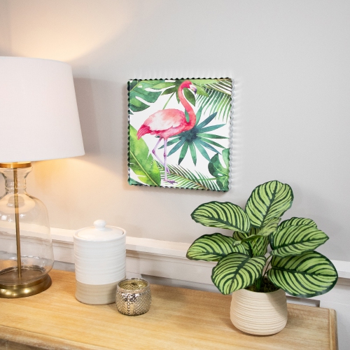 Pink Flamingo Tropical Framed Canvas Wall Art - 12"