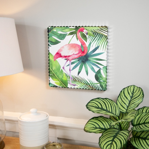 Pink Flamingo Tropical Framed Canvas Wall Art - 12"