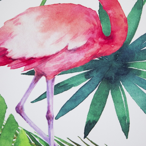 Pink Flamingo Tropical Framed Canvas Wall Art - 12"